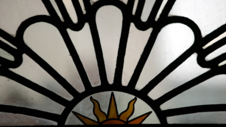A patterned glass window
