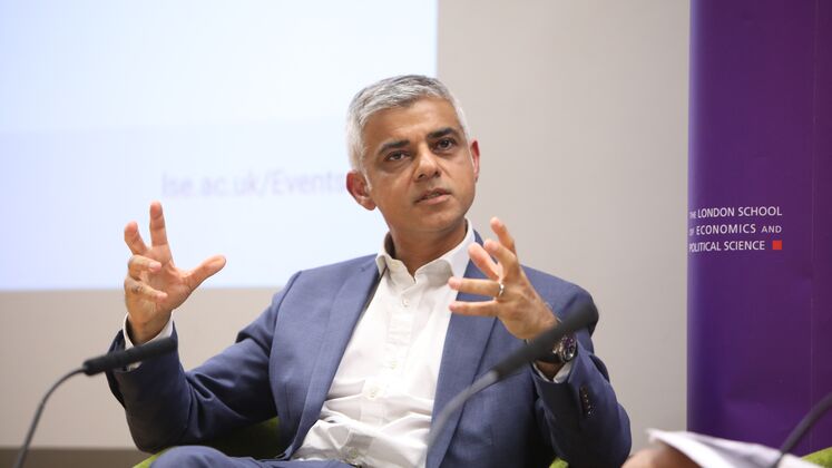Sadiq Khan talking at LSE